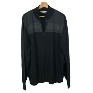 Jack‎ Nicklaus Black Printed Knit Quarter Zip Sweater XL